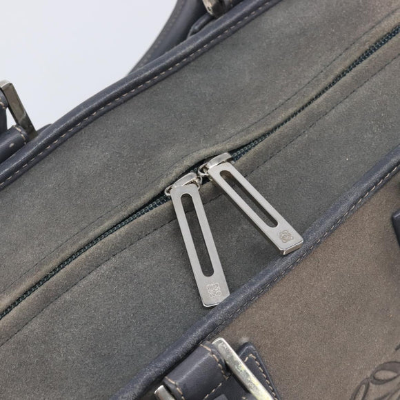 LOEWE Americana 28 Hand Bag Suede Gray Silver Auth 200243A