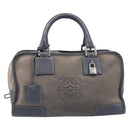 LOEWE Americana 28 Hand Bag Suede Gray Silver Auth 200243A-13