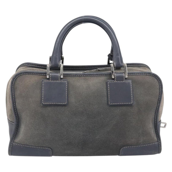 LOEWE Americana 28 Hand Bag Suede Gray Silver Auth 200243A