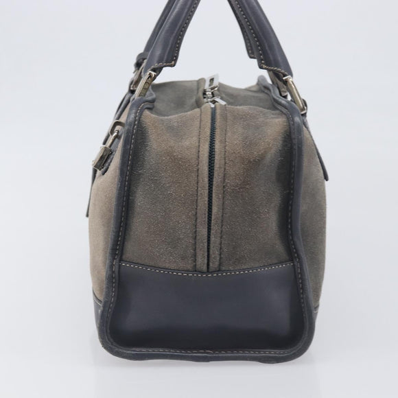 LOEWE Americana 28 Hand Bag Suede Gray Silver Auth 200243A