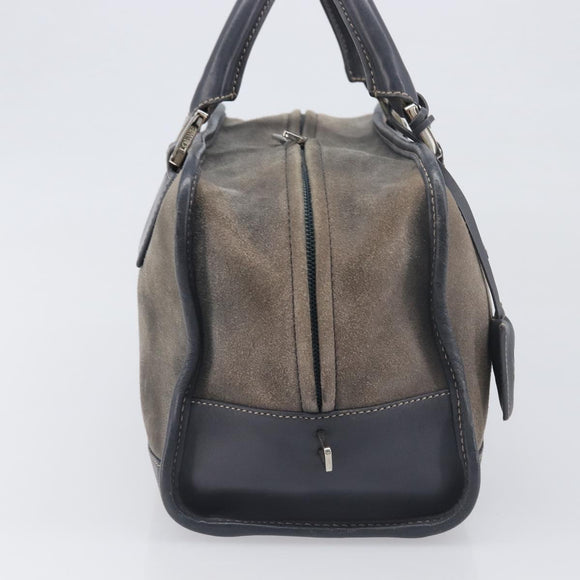 LOEWE Americana 28 Hand Bag Suede Gray Silver Auth 200243A