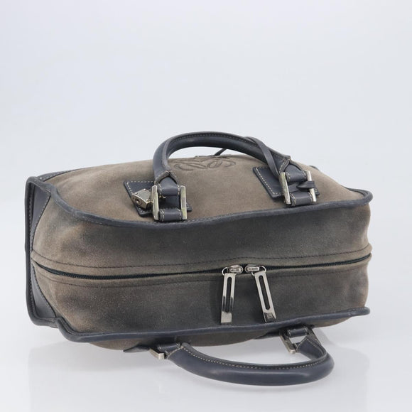LOEWE Americana 28 Hand Bag Suede Gray Silver Auth 200243A