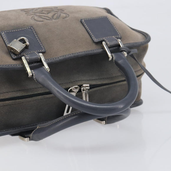 LOEWE Americana 28 Hand Bag Suede Gray Silver Auth 200243A