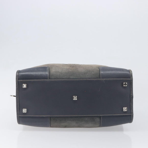 LOEWE Americana 28 Hand Bag Suede Gray Silver Auth 200243A