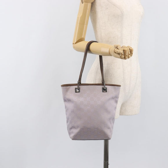 GUCCI GG Canvas Tote Bag Lavende Silver 31244 Auth 200244