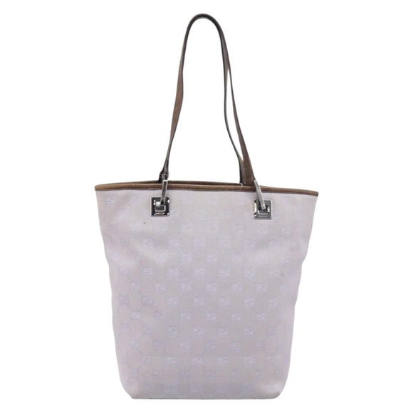 GUCCI GG Canvas Tote Bag Lavende Silver 31244 Auth 200244