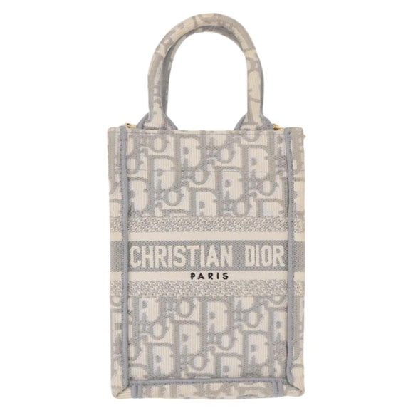 Christian Dior Trotter Canvas Oblique Book Tote Mini Bag 2way Gray Auth 200245V