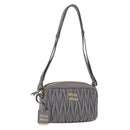 Miu Miu Matelasse Shoulder Bag Leather Gray Gold Auth 200246V-1