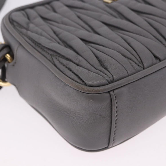 Miu Miu Matelasse Shoulder Bag Leather Gray Gold Auth 200246V