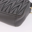 Miu Miu Matelasse Shoulder Bag Leather Gray Gold Auth 200246V-14