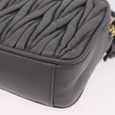 Miu Miu Matelasse Shoulder Bag Leather Gray Gold Auth 200246V-16