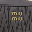 Miu Miu Matelasse Shoulder Bag Leather Gray Gold Auth 200246V-17