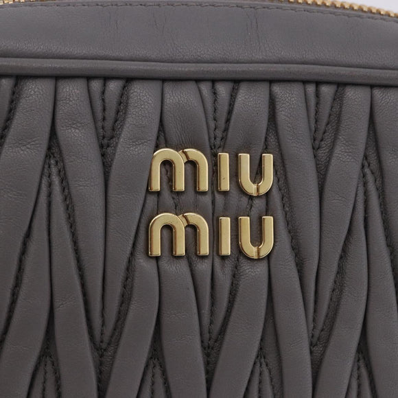 Miu Miu Matelasse Shoulder Bag Leather Gray Gold Auth 200246V