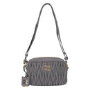 Miu Miu Matelasse Shoulder Bag Leather Gray Gold Auth 200246V-13