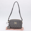 Miu Miu Matelasse Shoulder Bag Leather Gray Gold Auth 200246V-12