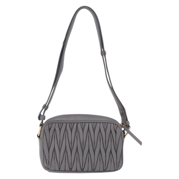 Miu Miu Matelasse Shoulder Bag Leather Gray Gold Auth 200246V