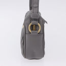 Miu Miu Matelasse Shoulder Bag Leather Gray Gold Auth 200246V-3
