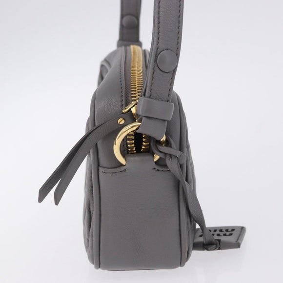Miu Miu Matelasse Shoulder Bag Leather Gray Gold Auth 200246V