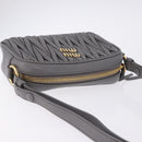 Miu Miu Matelasse Shoulder Bag Leather Gray Gold Auth 200246V-6