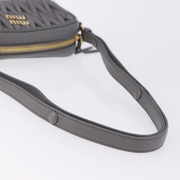 Miu Miu Matelasse Shoulder Bag Leather Gray Gold Auth 200246V