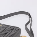 Miu Miu Matelasse Shoulder Bag Leather Gray Gold Auth 200246V-8