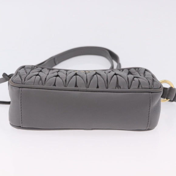 Miu Miu Matelasse Shoulder Bag Leather Gray Gold Auth 200246V