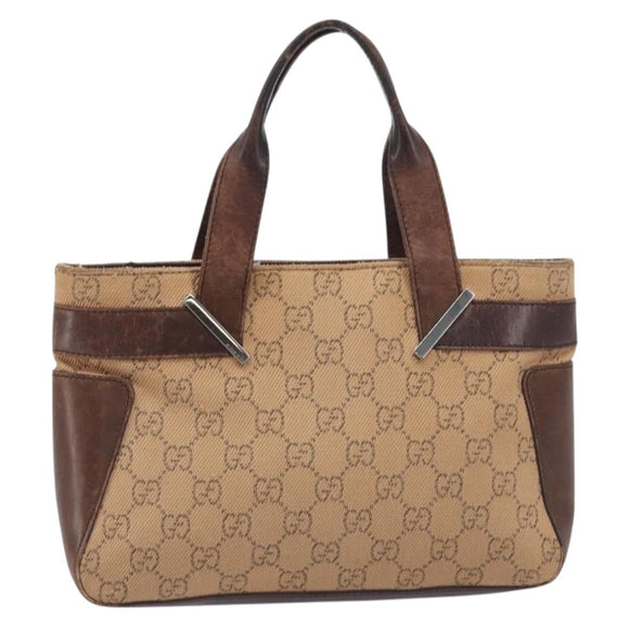 GUCCI GG Canvas Hand Bag Orange Silver 73984 Auth 200247