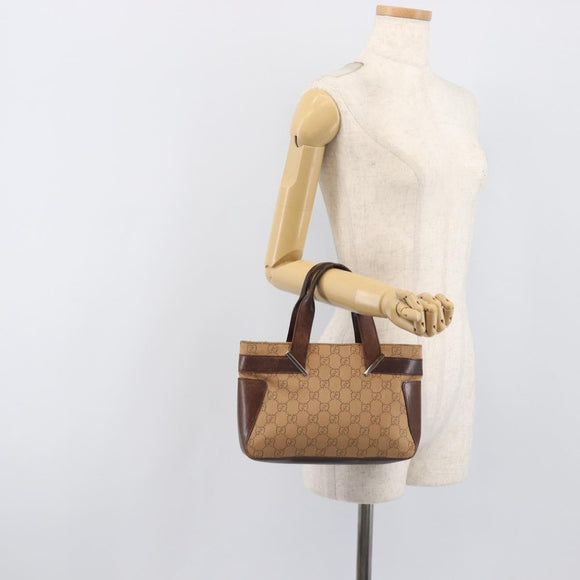GUCCI GG Canvas Hand Bag Orange Silver 73984 Auth 200247