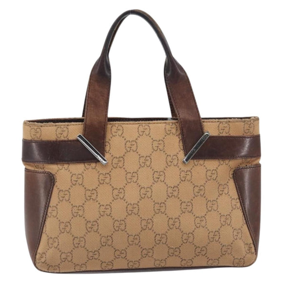 GUCCI GG Canvas Hand Bag Orange Silver 73984 Auth 200247