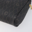 Christian Dior Honeycomb Canvas Chain Shoulder Bag PVC Black Gold Auth 200249A-11