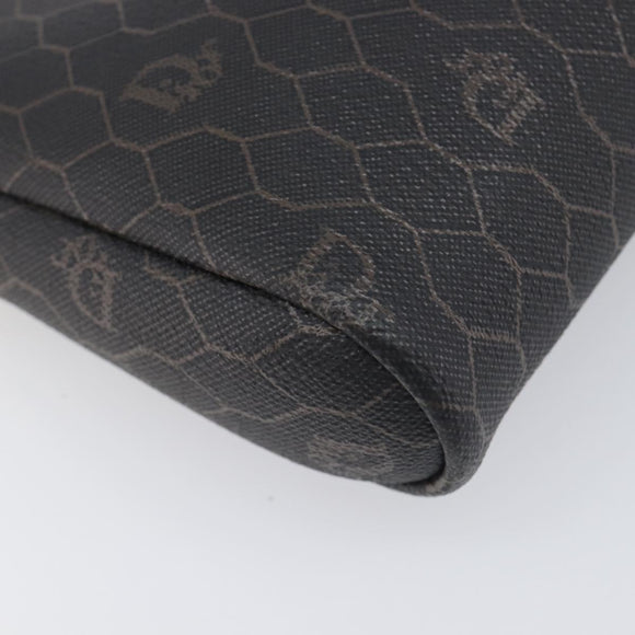 Christian Dior Honeycomb Canvas Chain Shoulder Bag PVC Black Gold Auth 200249A