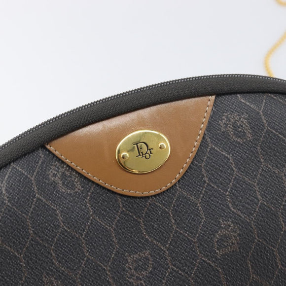 Christian Dior Honeycomb Canvas Chain Shoulder Bag PVC Black Gold Auth 200249A