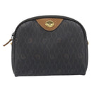 Christian Dior Honeycomb Canvas Chain Shoulder Bag PVC Black Gold Auth 200249A-2
