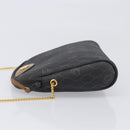 Christian Dior Honeycomb Canvas Chain Shoulder Bag PVC Black Gold Auth 200249A-5