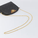 Christian Dior Honeycomb Canvas Chain Shoulder Bag PVC Black Gold Auth 200249A-7