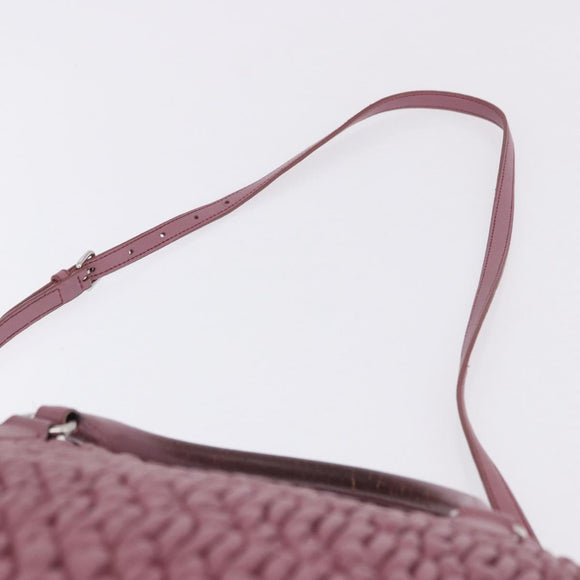 Miu Miu Matelasse Chain Shoulder Bag Leather 2way Pink Silver Auth 200252A