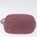 Miu Miu Matelasse Chain Shoulder Bag Leather 2way Pink Silver Auth 200252A-5