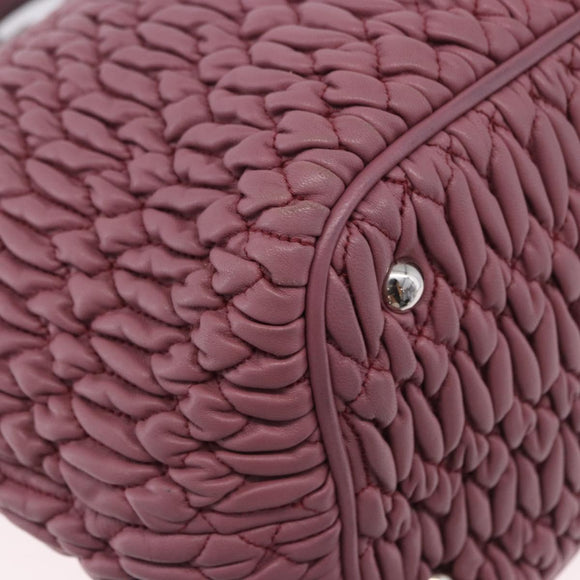 Miu Miu Matelasse Chain Shoulder Bag Leather 2way Pink Silver Auth 200252A