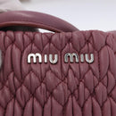 Miu Miu Matelasse Chain Shoulder Bag Leather 2way Pink Silver Auth 200252A-20