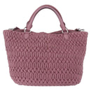 Miu Miu Matelasse Chain Shoulder Bag Leather 2way Pink Silver Auth 200252A-2