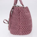 Miu Miu Matelasse Chain Shoulder Bag Leather 2way Pink Silver Auth 200252A-3