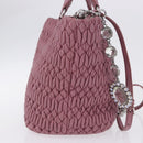 Miu Miu Matelasse Chain Shoulder Bag Leather 2way Pink Silver Auth 200252A-4