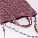 Miu Miu Matelasse Chain Shoulder Bag Leather 2way Pink Silver Auth 200252A-6
