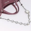 Miu Miu Matelasse Chain Shoulder Bag Leather 2way Pink Silver Auth 200252A-9