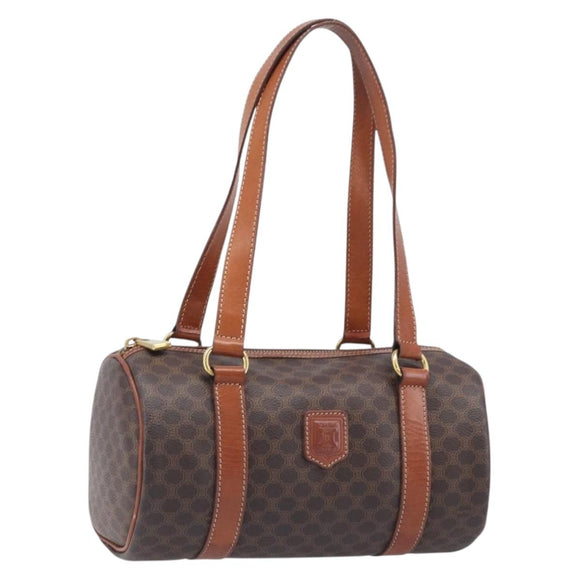 CELINE Macadam Canvas Hand Bag PVC Leather Brown Gold Auth 200255A