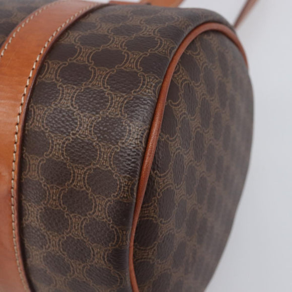 CELINE Macadam Canvas Hand Bag PVC Leather Brown Gold Auth 200255A