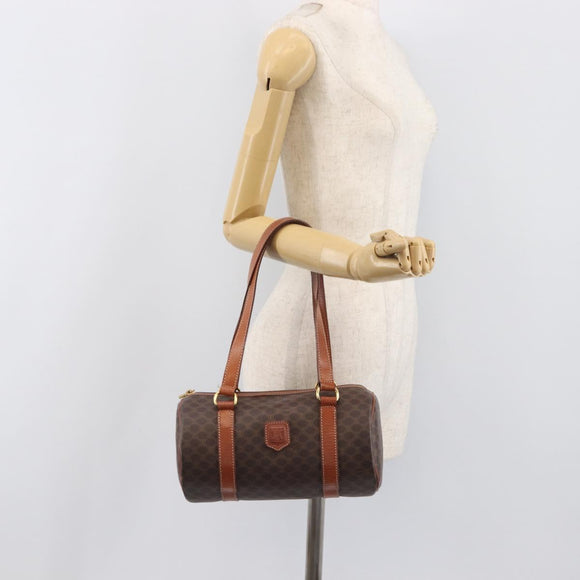 CELINE Macadam Canvas Hand Bag PVC Leather Brown Gold Auth 200255A