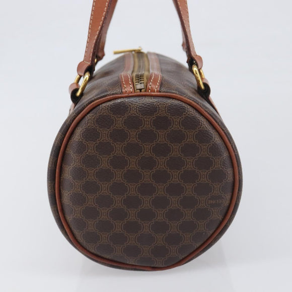 CELINE Macadam Canvas Hand Bag PVC Leather Brown Gold Auth 200255A