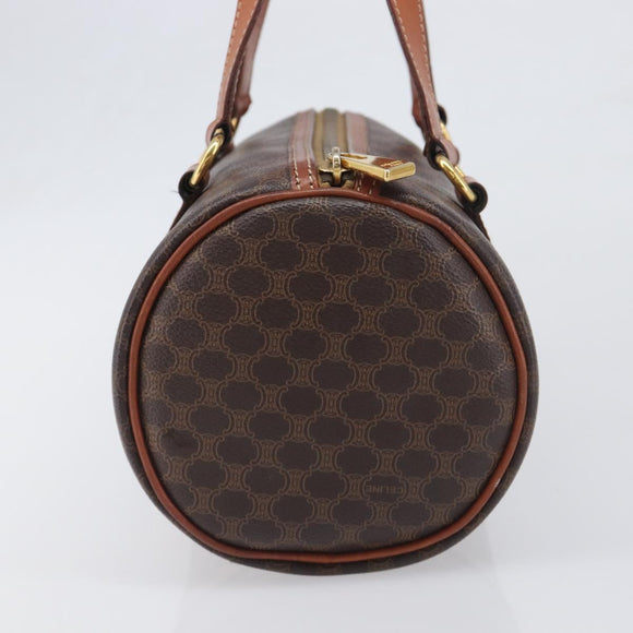 CELINE Macadam Canvas Hand Bag PVC Leather Brown Gold Auth 200255A
