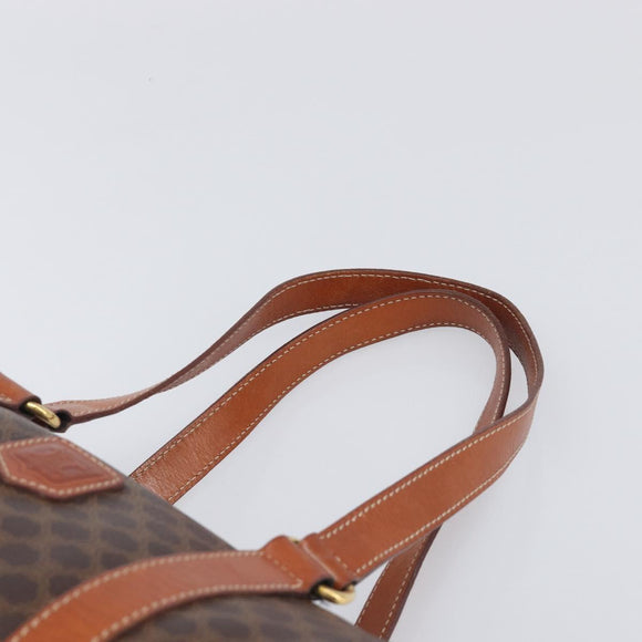 CELINE Macadam Canvas Hand Bag PVC Leather Brown Gold Auth 200255A